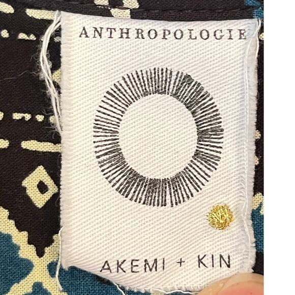 Akemi + Kin Anthropologie Women’s L Black Green Aztec Print Sleeveless Blouse - Picture 3 of 8